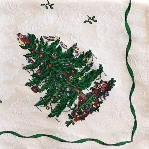 SPODE Set Of Two Christmas Tree Print Holiday Tableware Cloth Dinner Napkins - Picture 2 of 8